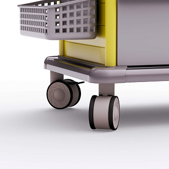 Тележка медицинская универсальная желтая с сервисным модулем